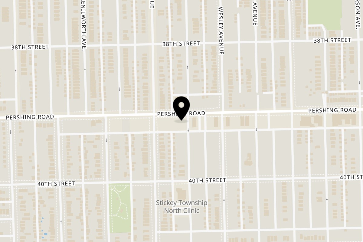 Map showing the location of Alexanders Restaurant & Pancake House on 6725 W Pershing Rd in Stickney